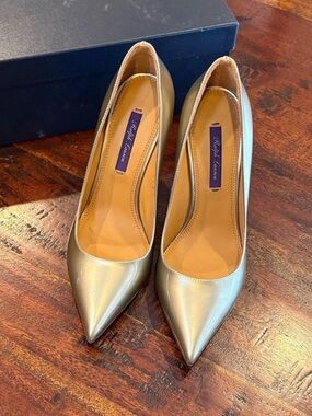 Ralph Lauren Collection Metallic Silver Pointed Toe Celia Pumps 37.5 Bridal